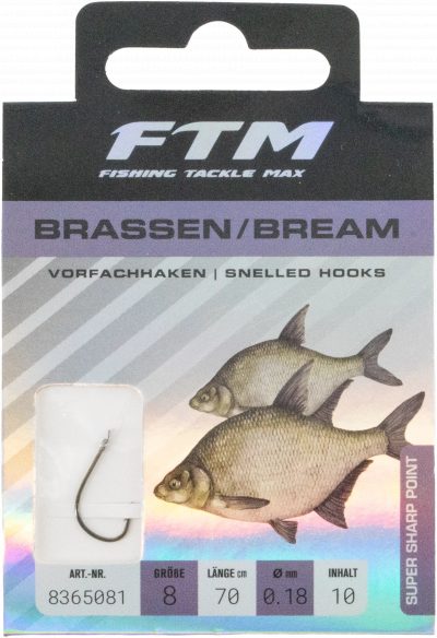 Vorfachhaken Brasse 8 Ø 0,18 mm Inh. 10 Stk.